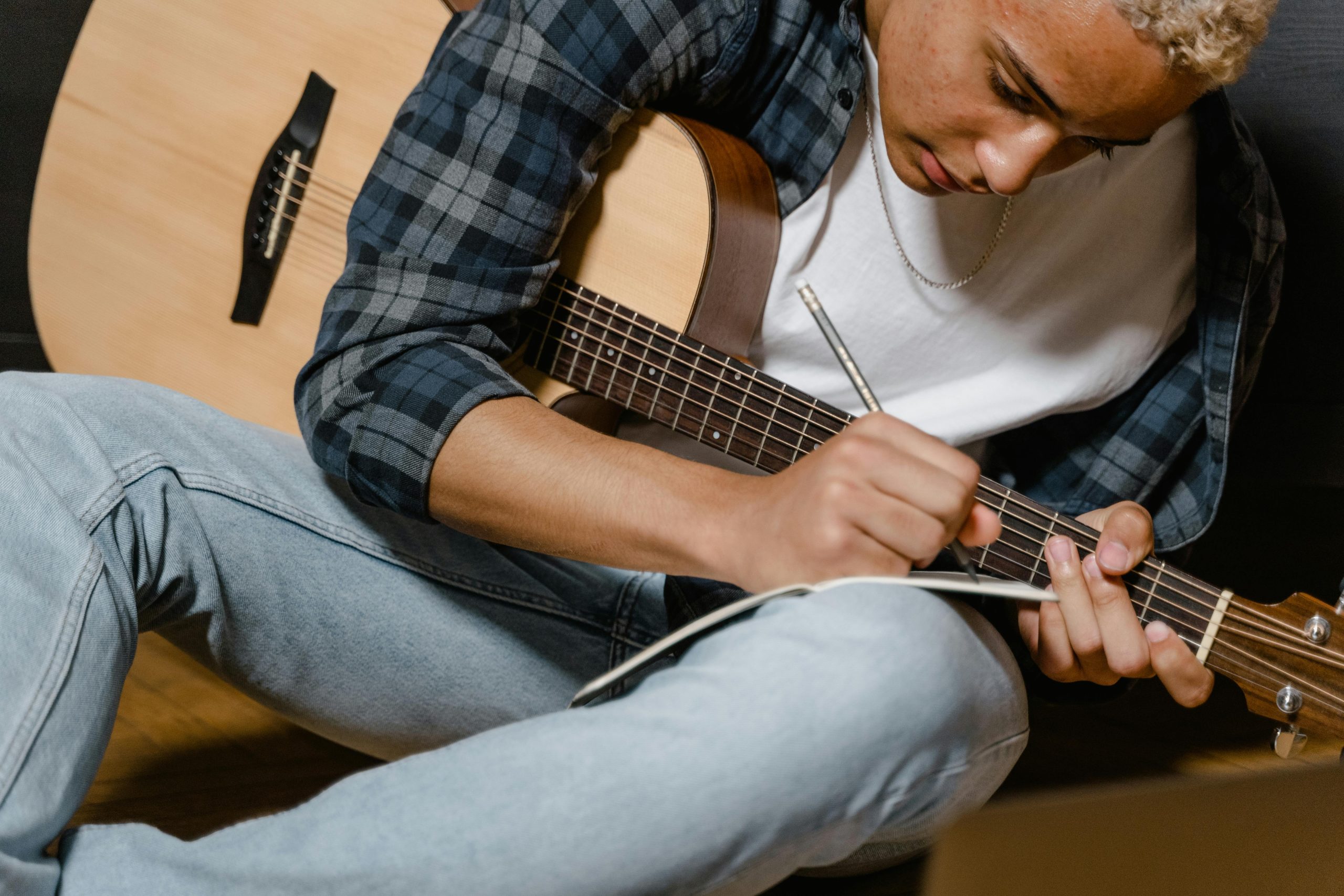 Man writing songs